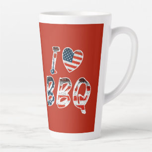 Taza De Café Latte Me encanta la barbacoa, patriota estadounidense