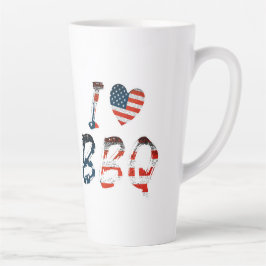Taza De Café Latte Me encanta la barbacoa, patriota estadounidense