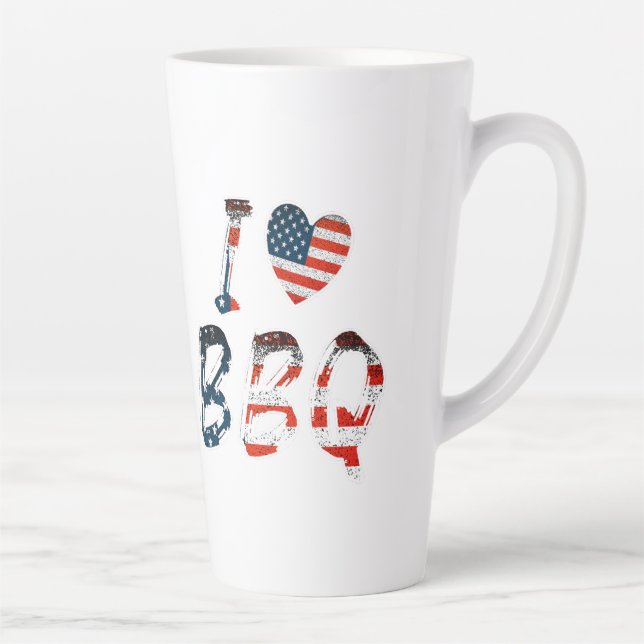Taza De Café Latte Me encanta la barbacoa, patriota estadounidense (Derecha)