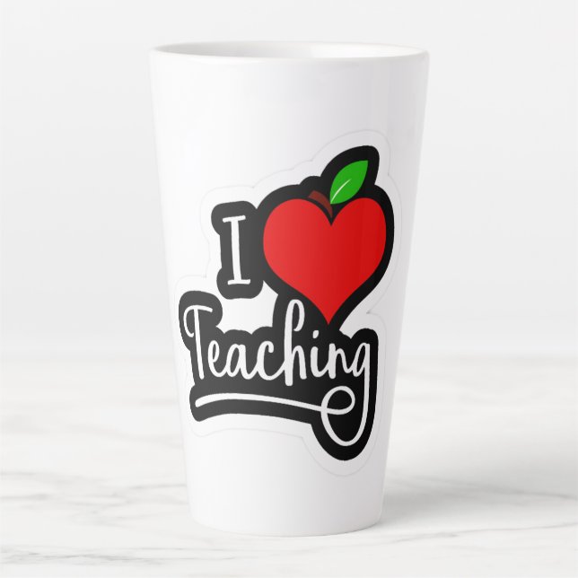 Taza De Café Latte Me encanta la enseñanza (Anverso)