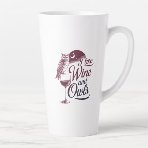 Taza De Café Latte "Me gusta el vino y las lechuzas"
