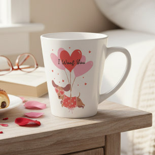 Taza De Café Latte Me Gusta Que Cute Dachshund Perro Globos De Corazó