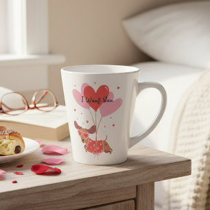 Taza De Café Latte Me Gusta Que Cute Dachshund Perro Globos De Corazó