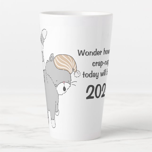 Taza De Café Latte Me Pregunto Cuántos Napas De Crap Hoy Traerán Gato (Anverso)
