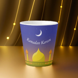 Taza De Café Latte Media Luna Islámica Ramadán Kareem Arte tipográfic