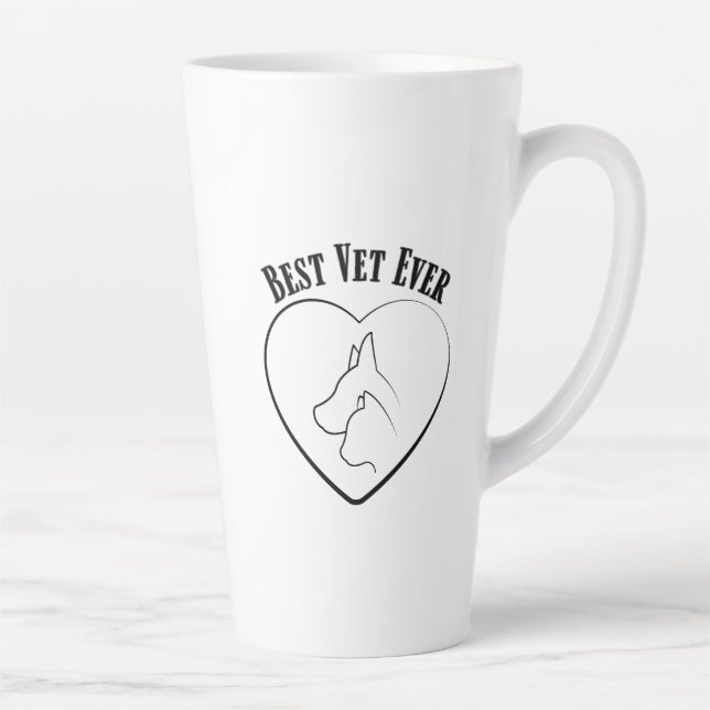 Taza De Café Latte Médico veterinario compasivo Diseño de cuidado ani (Derecha)