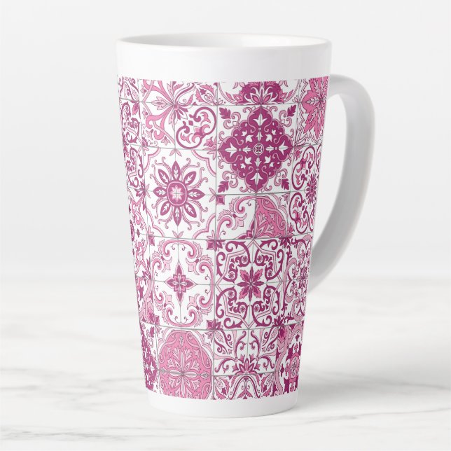 Taza De Café Latte Mediterranean hues/ Azulejo tiles (Ángulo derecho)