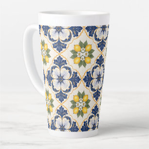 Taza De Café Latte Mediterranean Lemon Tile Italian Talavera