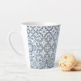 Taza De Café Latte Mediterranean Tiles, Moroccan, Majolica, Azulejo