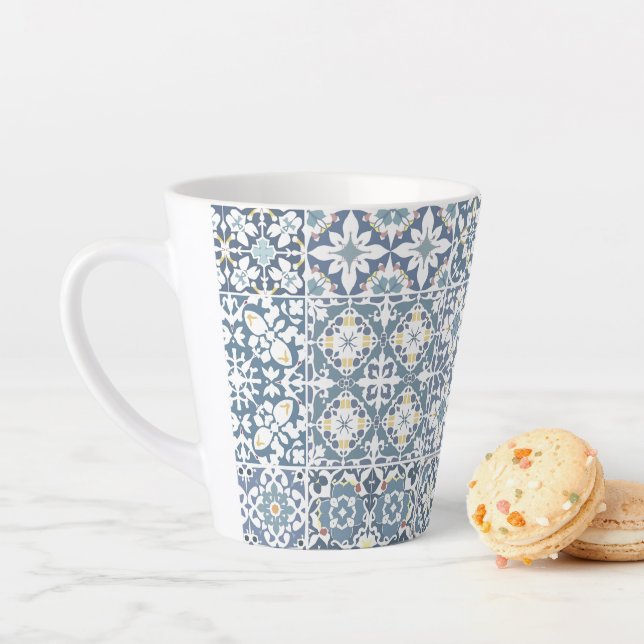 Taza De Café Latte Mediterranean Tiles, Moroccan, Majolica, Azulejo (In situ)