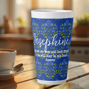 Taza De Café Latte Mejor amiga diciendo Astor Bouquet Azul