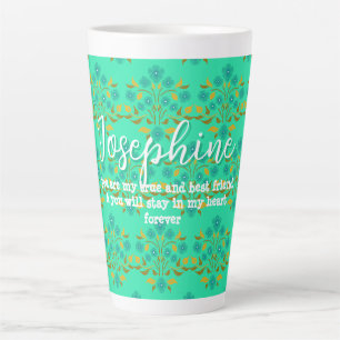 Taza De Café Latte Mejor amiga diciendo Astor Bouquet Turquesa