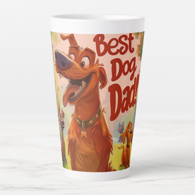 Taza De Café Latte Mejor arte digital de papá perro (Anverso)