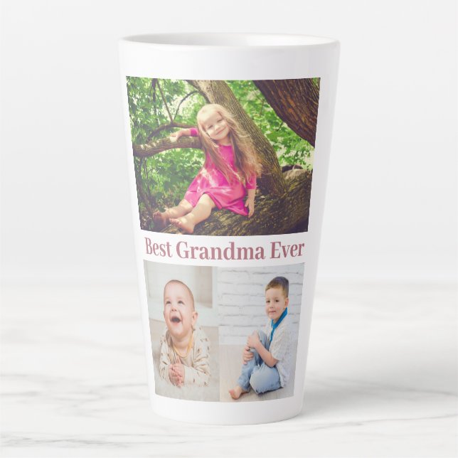 Taza De Café Latte Mejor Collage de fotos de la Abuela de siempre (Anverso)