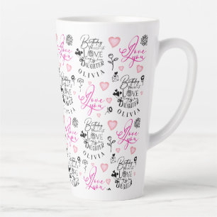 Taza De Café Latte Mejor Cumpleaños Hija Texto Personalizado