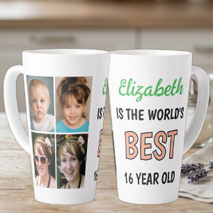Taza De Café Latte Mejor del mundo chico de 16 años 4 foto melocotón 