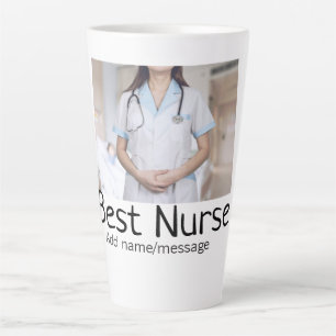 Taza De Café Latte Mejor enfermera añada el nombre de la foto médico