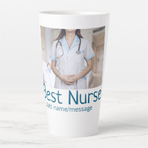 Taza De Café Latte Mejor enfermera añada el nombre de la foto médico 