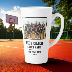Taza De Café Latte Mejor foto del nombre del equipo de entrenador Gra