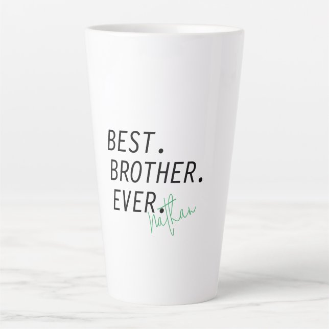 Taza De Café Latte Mejor hermano personalizado, hermano personalizado (Anverso)