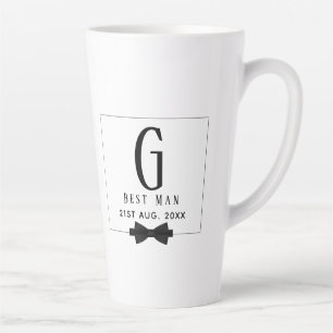 Taza De Café Latte Mejor Hombre Groomsman Monogramado Bow Tie Gracias