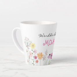 Taza De Café Latte Mejor Mamá del Mundo | Jardín de flores silvestres