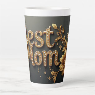 Taza De Café Latte Mejor Mamá Letras Doradas