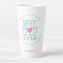 Taza De Café Latte Mejor Mamá que mamá haya nombrado tipografía rosa 