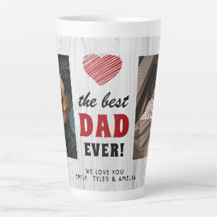 Taza De Café Latte Mejor Papá de Madera Rústica Corazón Rojo 2 Foto
