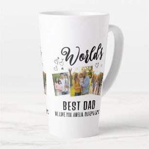 Taza De Café Latte Mejor Papá del Mundo Collage Personalizado de 3 Fo