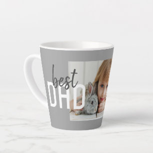 Taza De Café Latte Mejor Papá Moderno Gris Foto Día del Padre 