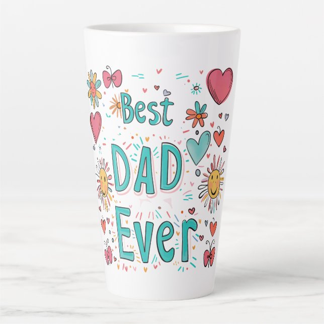 Taza De Café Latte Mejor Papá Nunca | Padre Del Año (Anverso)