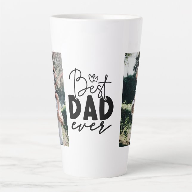 Taza De Café Latte Mejor Papá Personalizado 2 Foto Doble cara (Anverso)