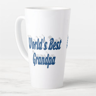 Taza De Café Latte Mejor texto azul marino del abuelo