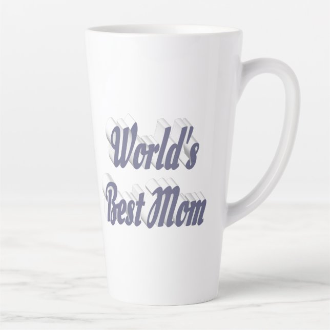 Taza De Café Latte Mejor texto gris de mamá (Derecha)