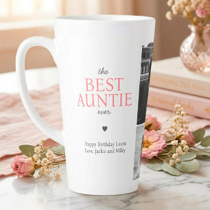 Taza De Café Latte Mejor Tía del Mundo Cita Colaje de Fotos Personali