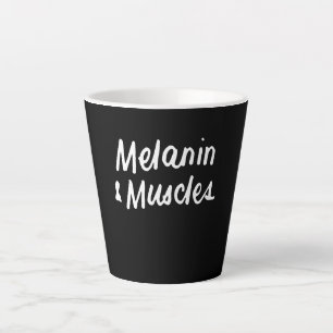 Taza De Café Latte Melanina Y Músculos Negro Es Un Hermoso Gimnasio D
