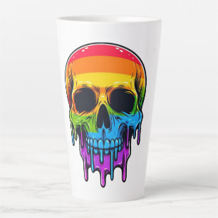 Taza De Café Latte Melthing Rainbow Skull