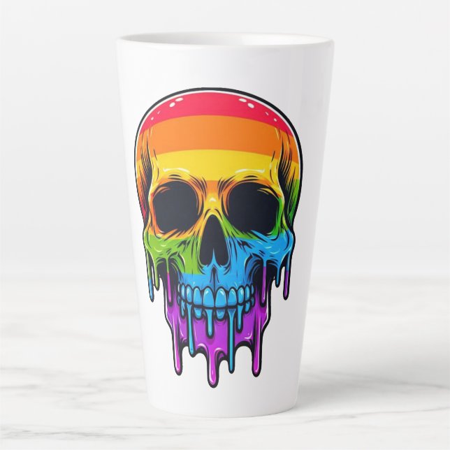 Taza De Café Latte Melthing Rainbow Skull (Anverso)