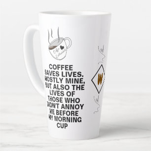 Taza De Café Latte Meme de Café Salva Vidas Frase Divertida Persona