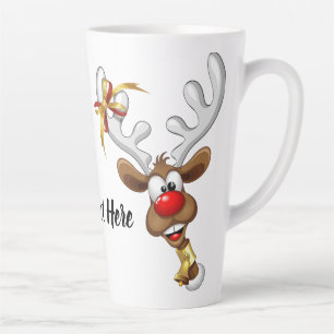 Taza De Café Latte Meme Divertido de Navidad de Reno Espiando