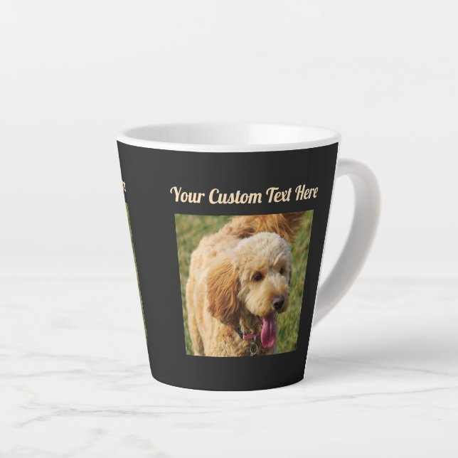 Taza De Café Latte Mensaje de Personalizado negro Perro de Goldendood (Ángulo derecho)