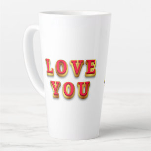 Taza De Café Latte Mensaje de Te Amo con Texto Dorado