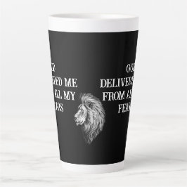 Taza De Café Latte Mensaje Inspirador Bíblico de Coraje Cristiano 