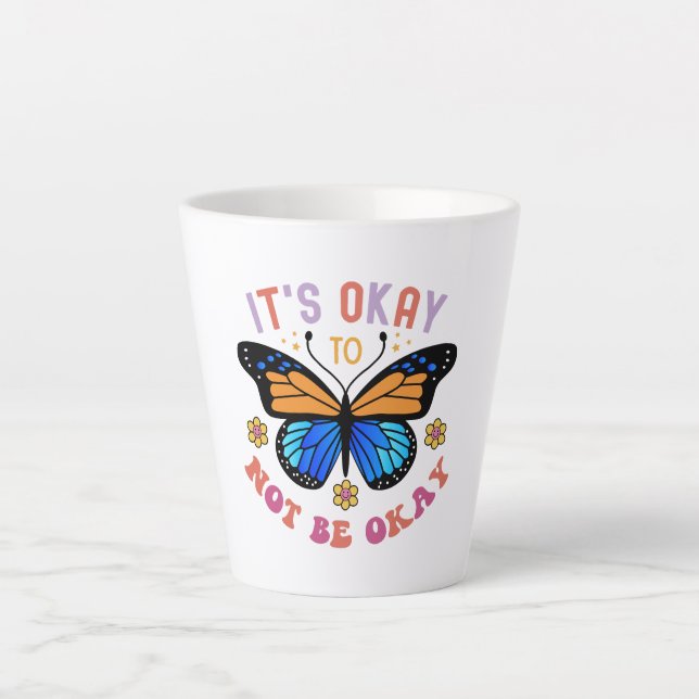 Taza De Café Latte Mental Health Awareness Monarch Butterfly (Anverso)