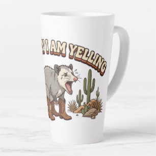 Taza De Café Latte Mentalmente Estoy Gritando Oposum Vaquero Divertid