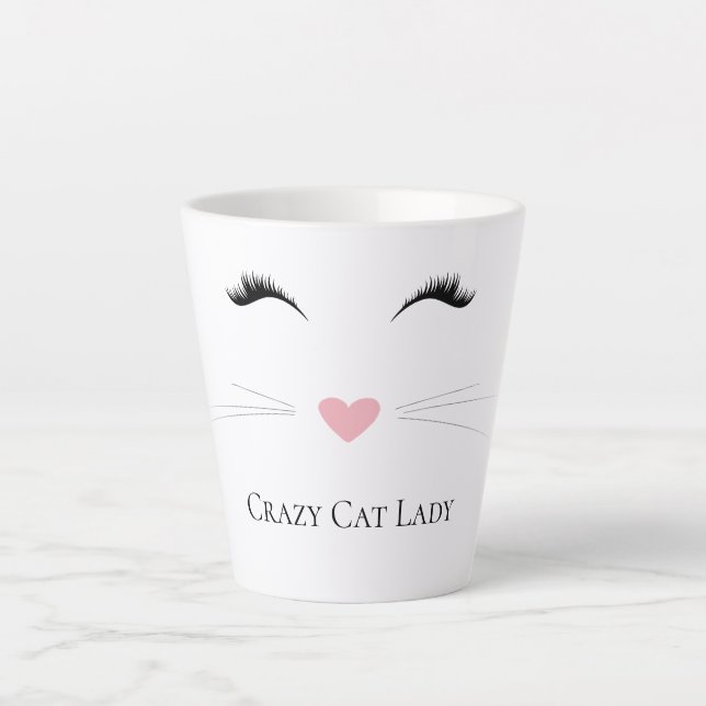 Taza De Café Latte Meow Crazy Cat Lady (Anverso)