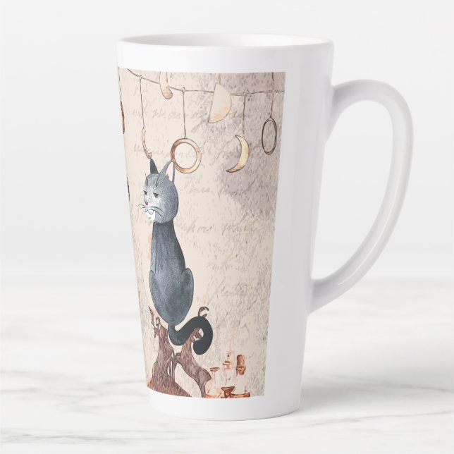 Taza De Café Latte Meow Cute Magic School Cat (Derecha)