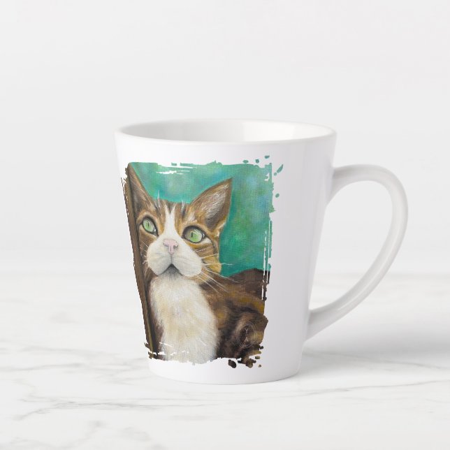 Taza De Café Latte Meow Mug with cat painting (Derecha)