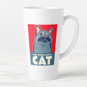 Taza De Café Latte Meow significa woow en gato divertido lindo cita c